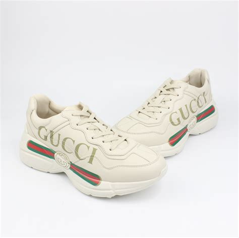 rhyton gucci logo leather sneaker fake|gucci rhyton distressed sneakers.